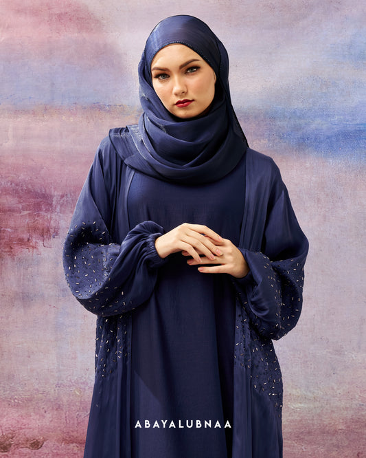 Amna Abaya in Navy Blue