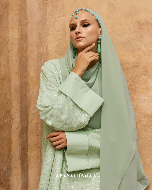 Basma Abaya in Sage Green