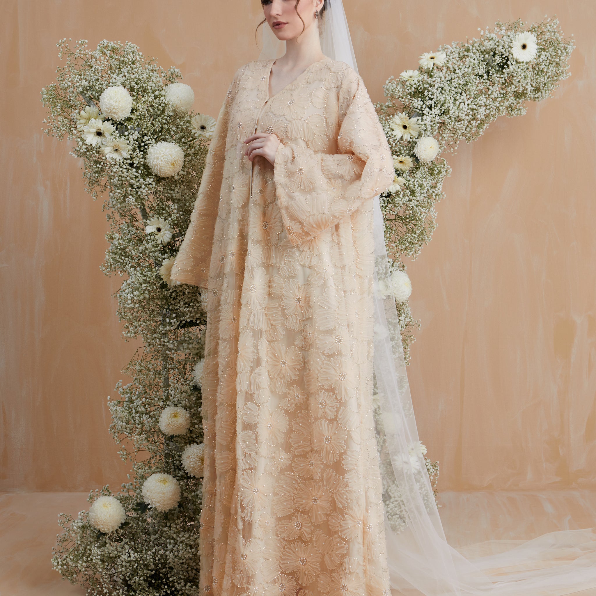 Camellia Abaya in Champagne