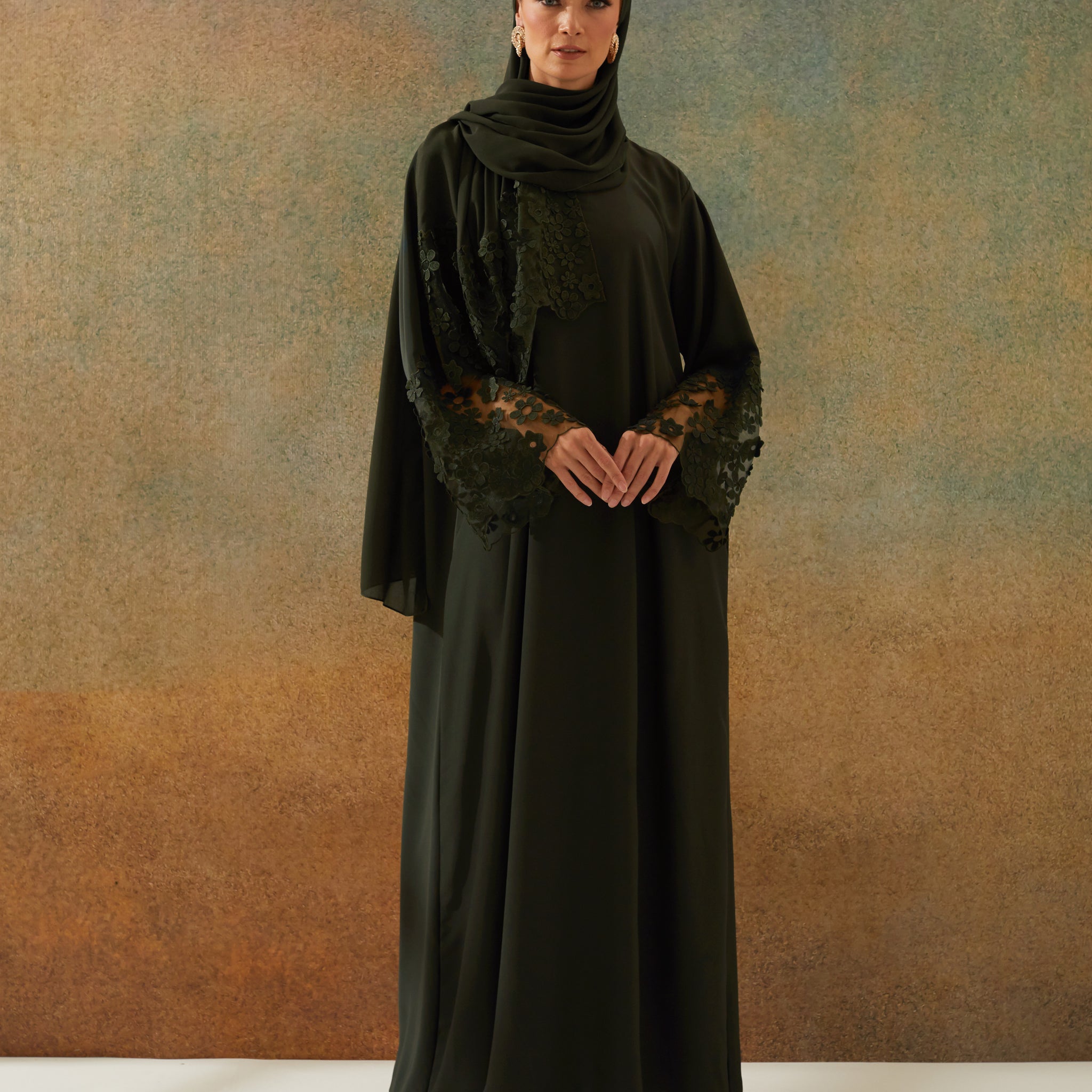 Eshaal Abaya in Olive Green