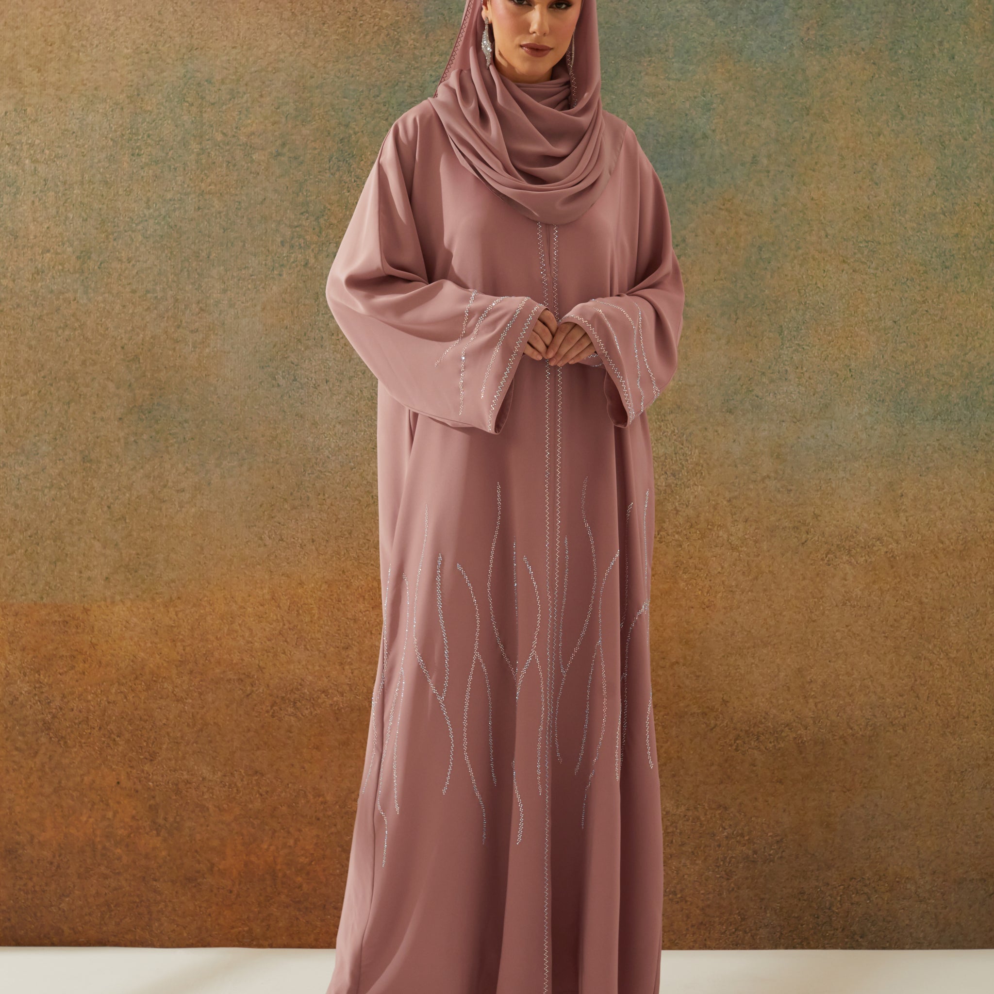 Haifa Abaya in Rose Tan