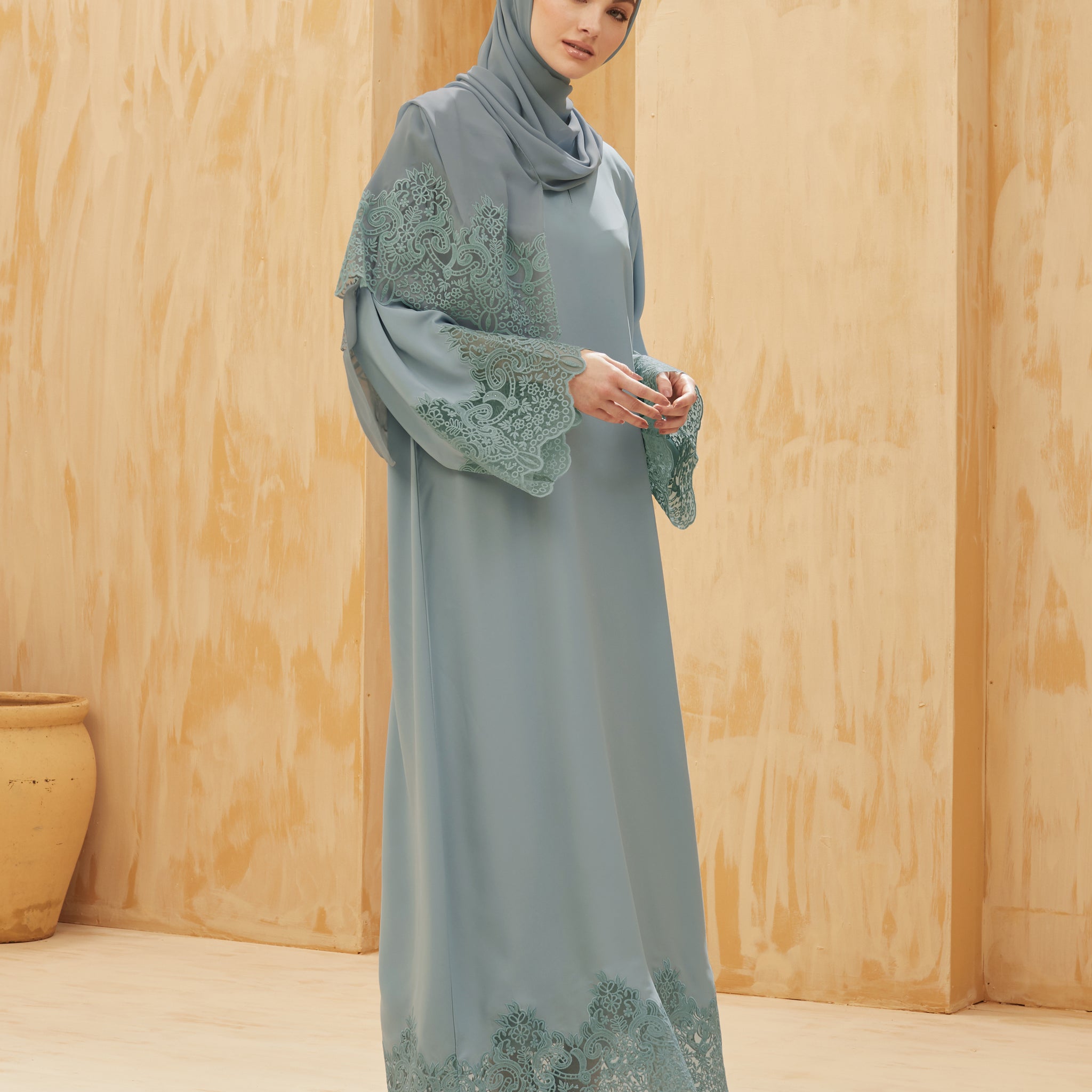 Irdina Abaya in Pastel Blue