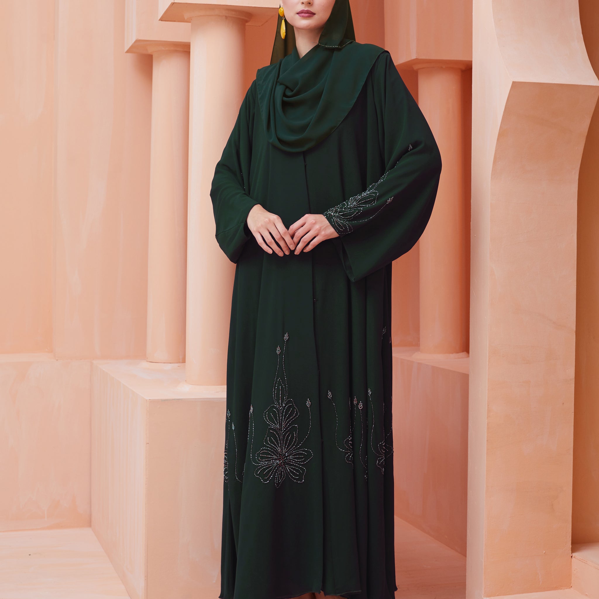 Moza Abaya in Emerald Green