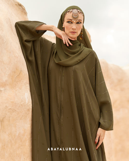 Nada Abaya in Olive Green