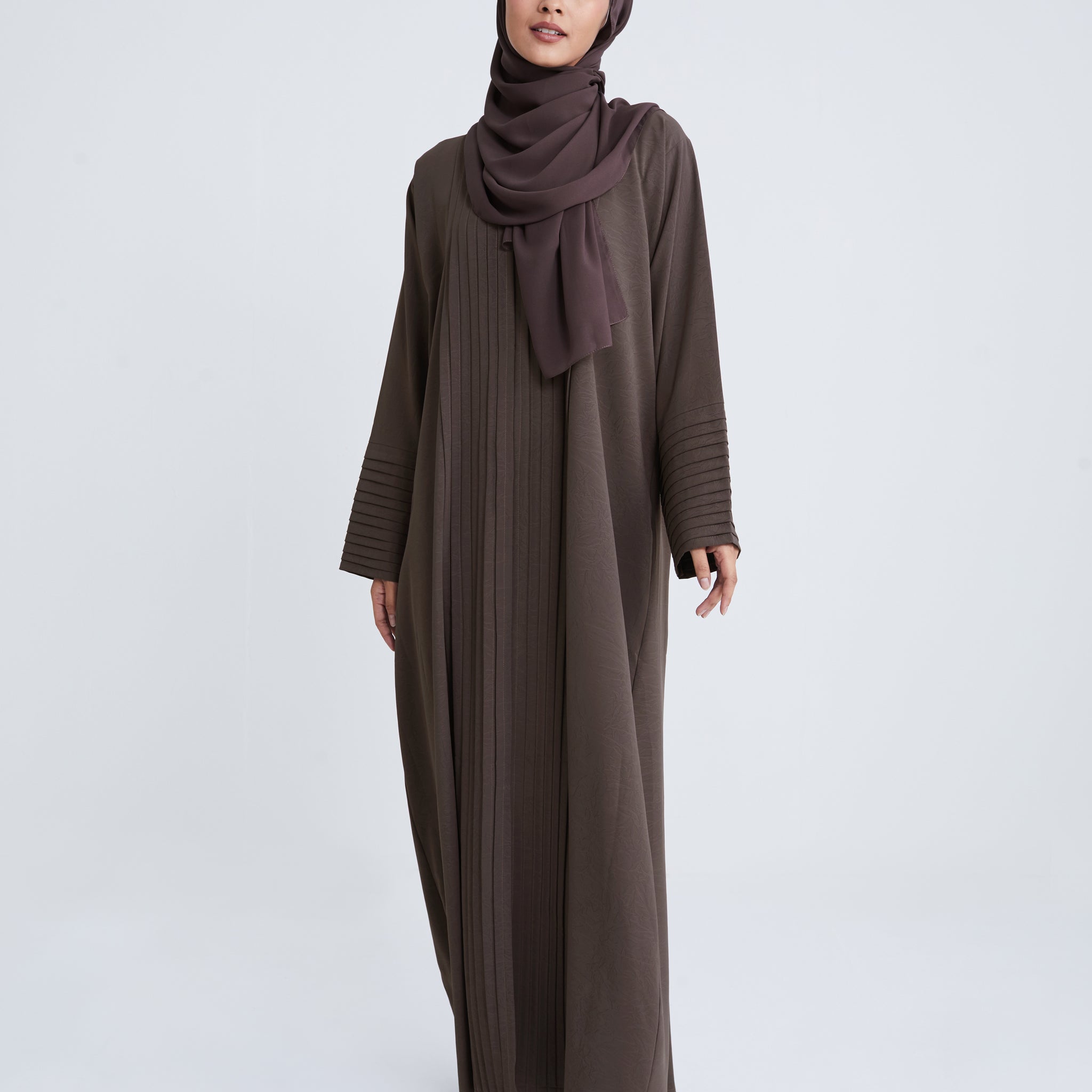 Nadya Abaya in Dusty Brown