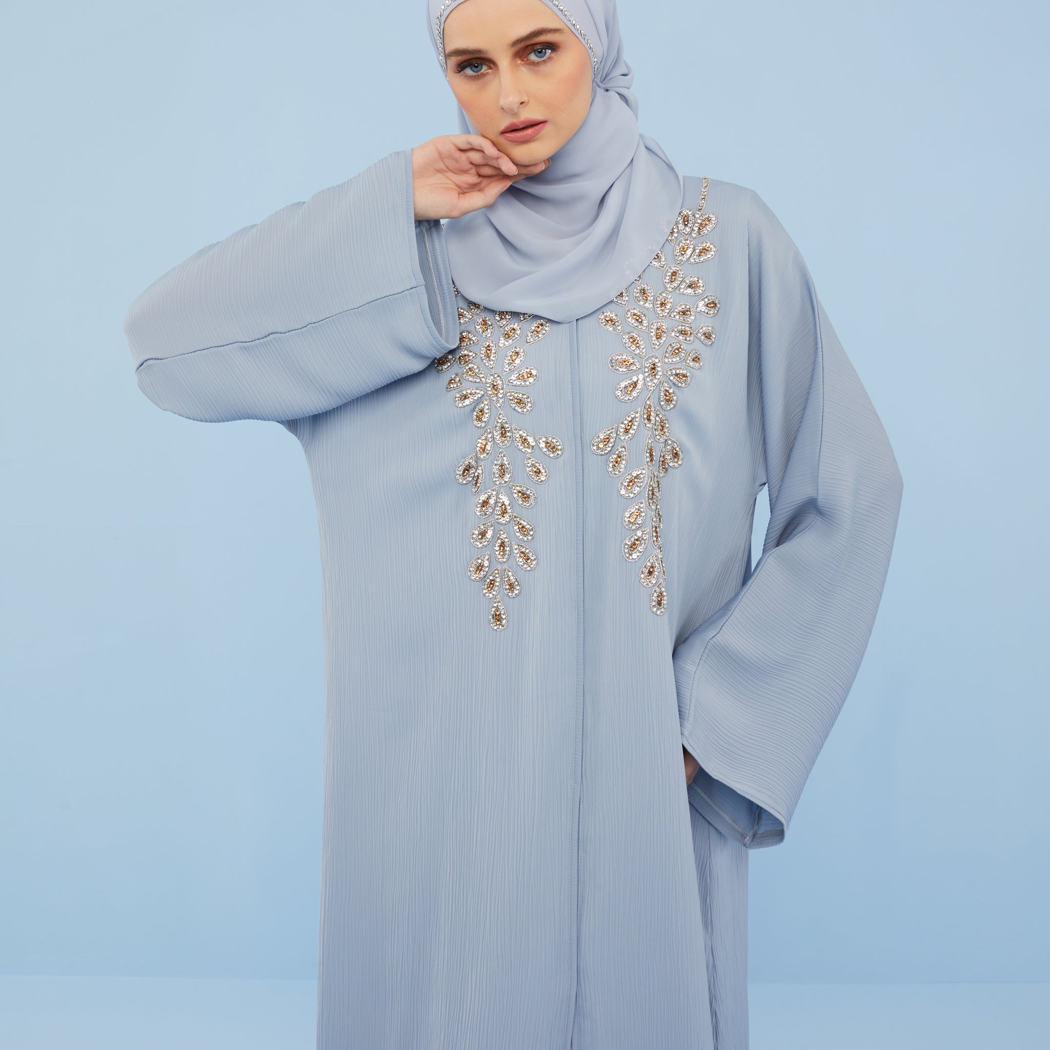 Qalisha Abaya in Powder Blue