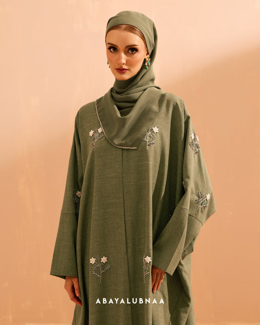 Tiara Abaya in Dusty Green