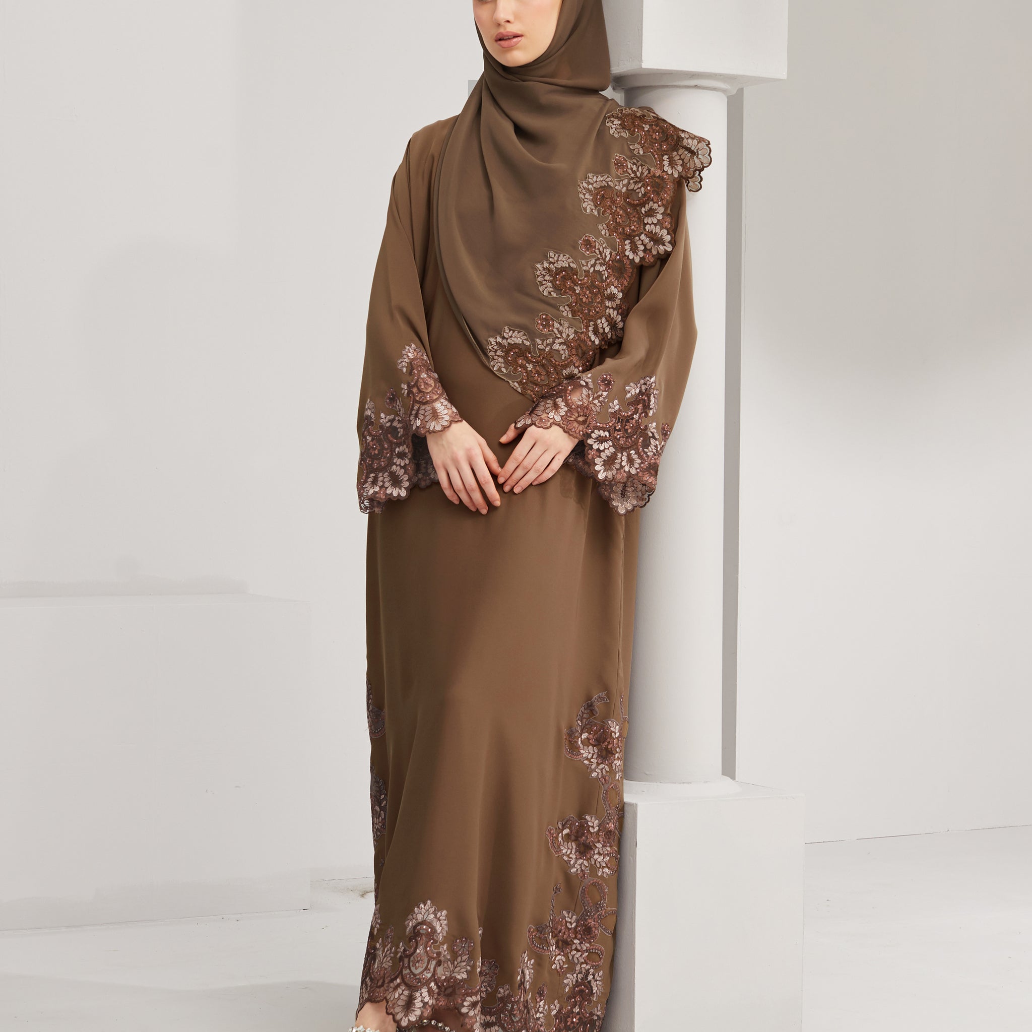 Umaira Abaya in Dark Brown