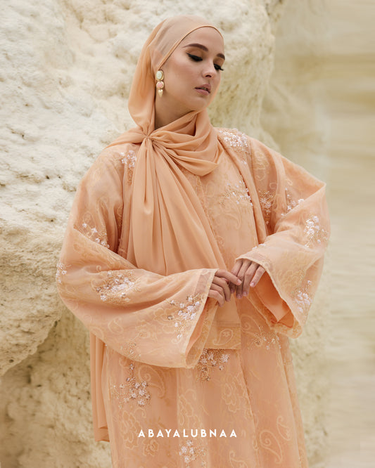 Warda Abaya in Peach