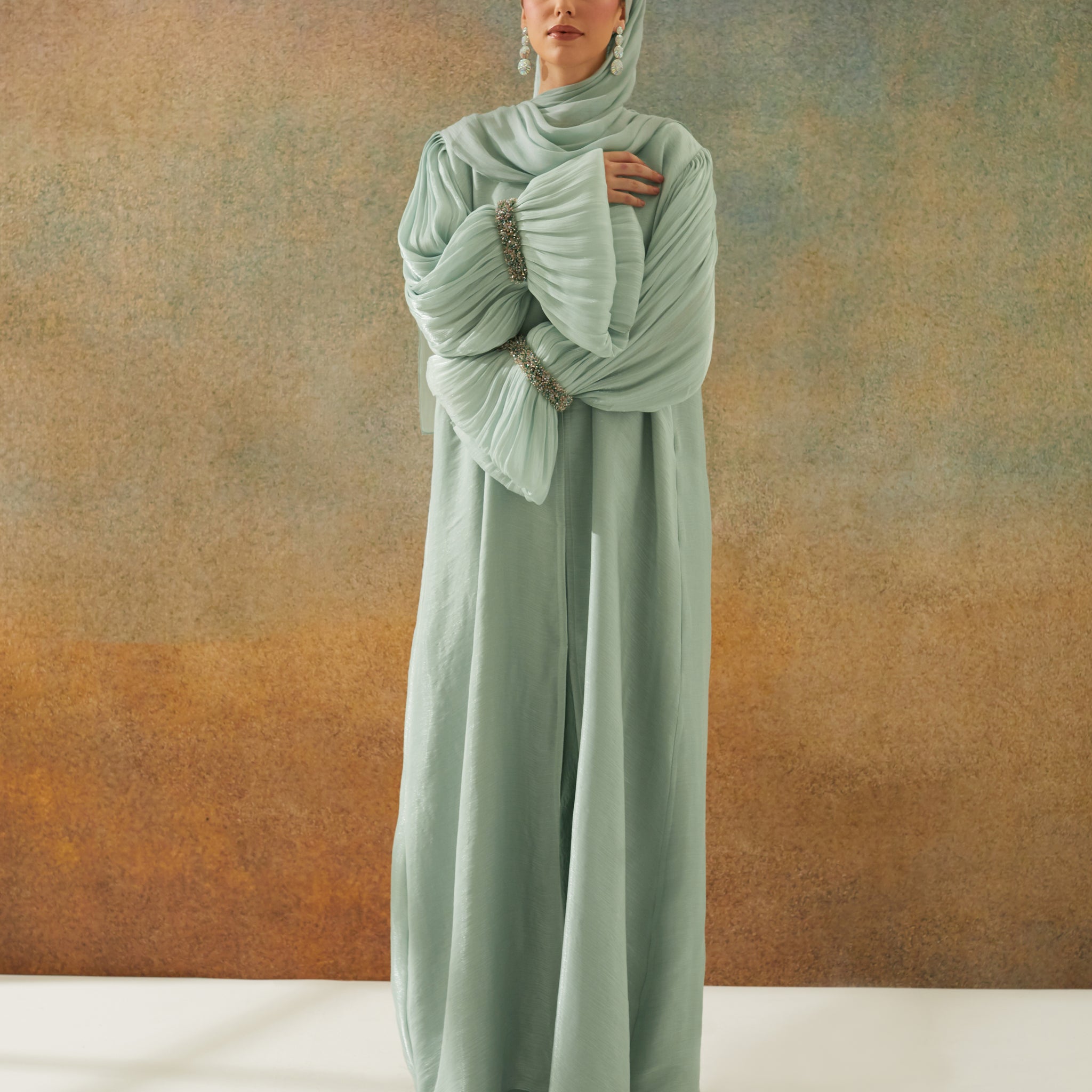 Zandra Abaya in Mint Green