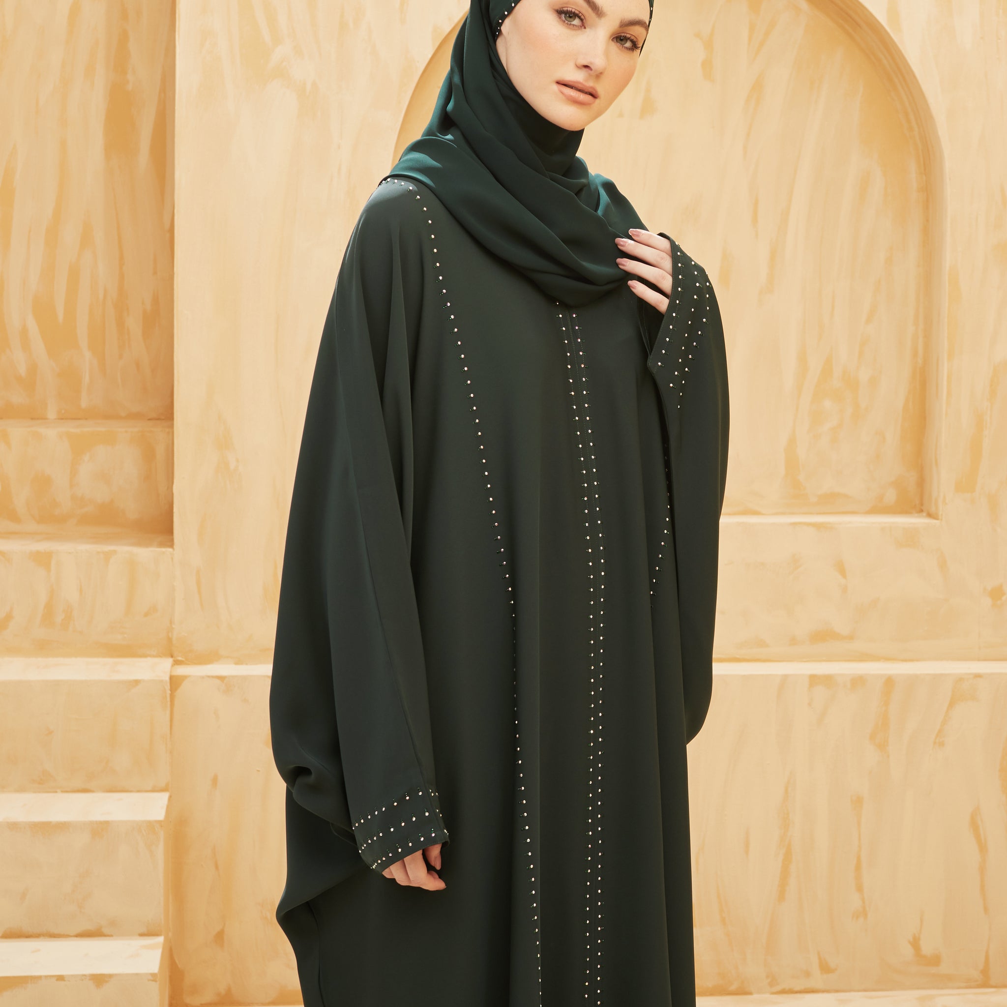 Khawla Abaya in Emerald Green