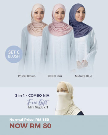 NIA - COMBO Set C ( Pastel Brown, Pastel Pink & Midnight Blue)