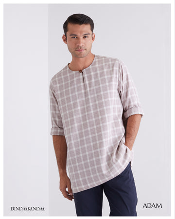 ADAM Checkered Kurta in Soft Tan