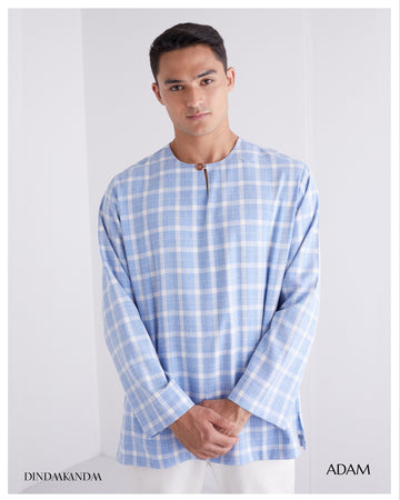 ADAM Checkered Kurta in Soft Blue